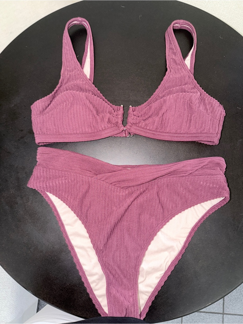 Cupshe Women’s Ribbed Plum Bikini Set - size L